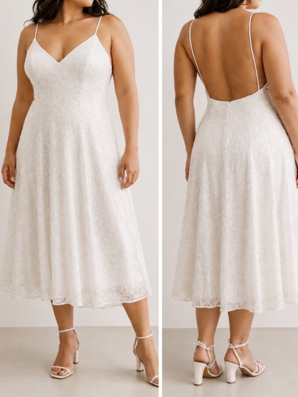 ASOS EDITION Eva embellished Cami Midi Wedding Dress in Ivory